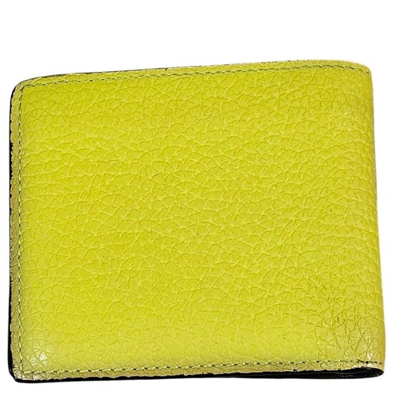 BURBERRY Mens Wallet Embossed Leather Bifold Neon Yellow Authentic Full Set Box - Picture 9 of 16